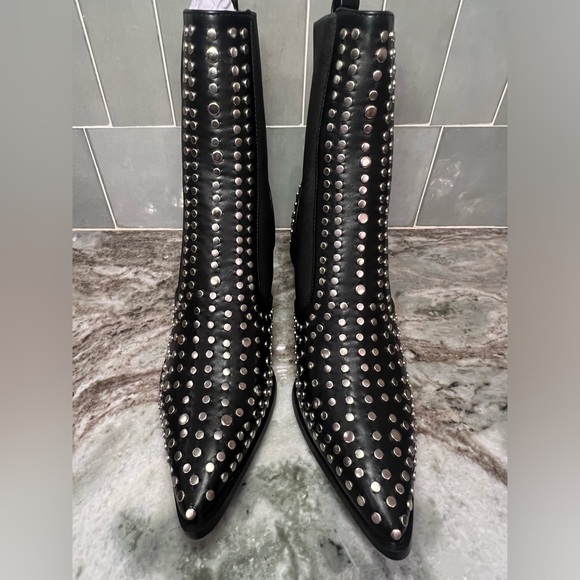 ShuShop Black Ankle Boots with Silver Studs - Picture 3 of 7